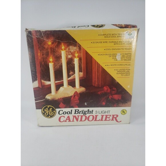 VTG GE Candolier Christmas Candle Sticks General Electric 3 Light Cool Bright - Picture 7 of 16